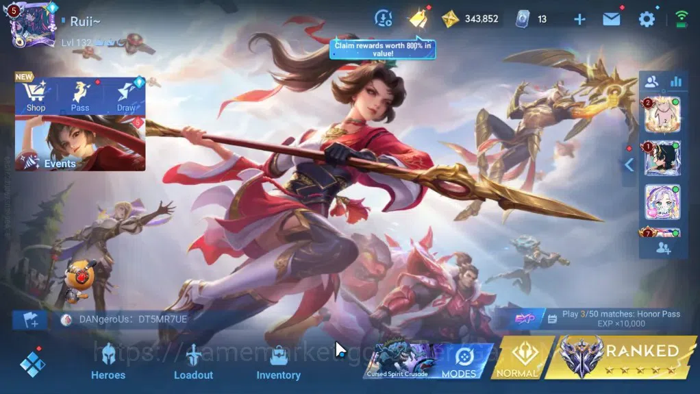 Honor of Kings Accounts Hero 112 Skin 203|Precious(Musashi,Feyd),Magic(Cir image 1