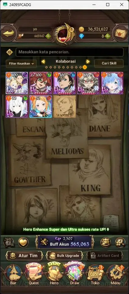 The Seven Deadly Sins: Grand Cross Accounts Endgame Global | 565,063k CC |2 LR|2 UR|LR Elizabeth 1/6|UR Menor 1/6,DKM 4