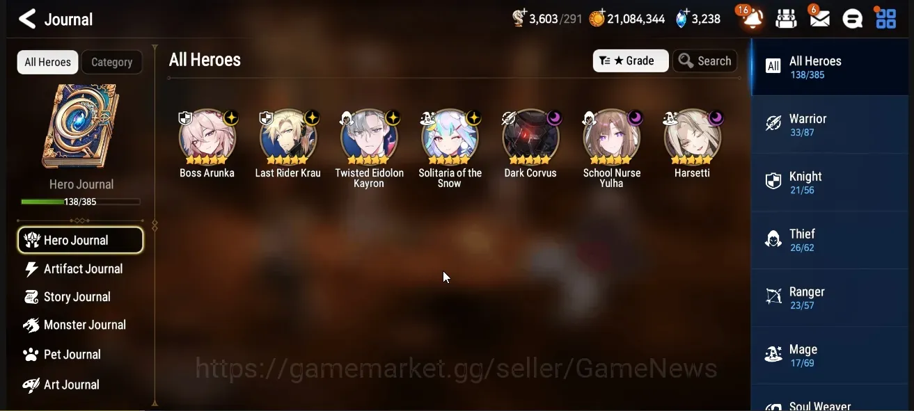Epic Seven Accounts High-End GLOBAL UnVerif|New Era|7 ML(BArunka,Harsetti,SN Yulha,D Corvus etc) TA Coli,Vildred,Politis 1