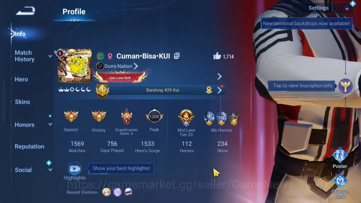 Honor of Kings Accounts Hero112 Skin234|Kongming(Mythic),Mozi(Ultraman),Li image 2