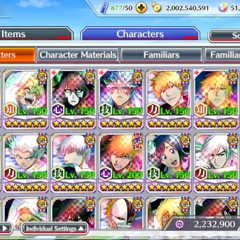 Bleach: Brave Souls Accounts High-End Global|51K Orb|Side Story Hard|TYBW26 Robert,Gremy,11th Ulquiora,GrimJow,New