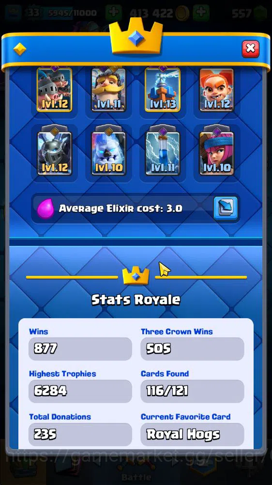 Clash Royale Accounts Lv 33|Trophy 6186|KTL 11|Limited Skin|Card 116|3 H image 3