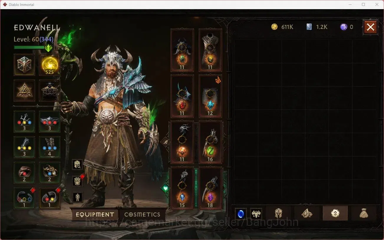 Diablo Immortal Accounts High-End OCE - Azmodan | 60 (344) Druid - Maledictor | CR 24k | Reso 525 | Hell 3 | 1 Cosmetics |Lv 10