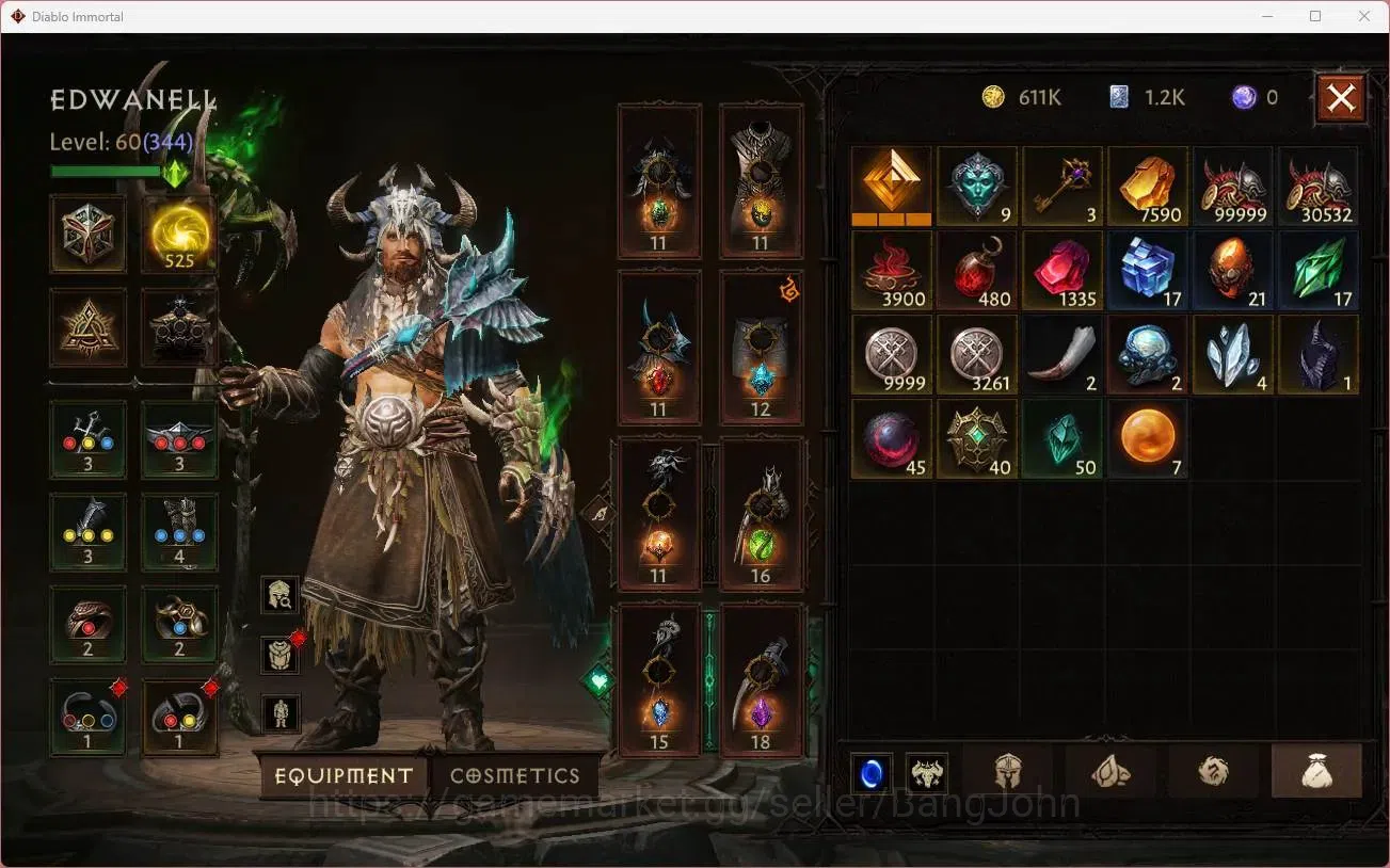 Diablo Immortal Accounts High-End OCE - Azmodan | 60 (344) Druid - Maledictor | CR 24k | Reso 525 | Hell 3 | 1 Cosmetics |Lv 11
