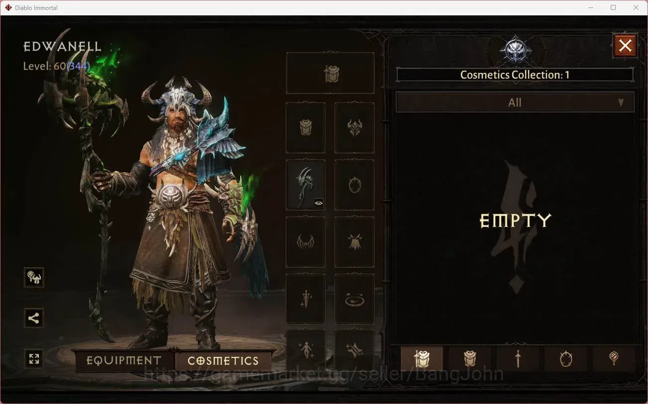 Diablo Immortal Accounts High-End OCE - Azmodan | 60 (344) Druid - Maledictor | CR 24k | Reso 525 | Hell 3 | 1 Cosmetics |Lv 12