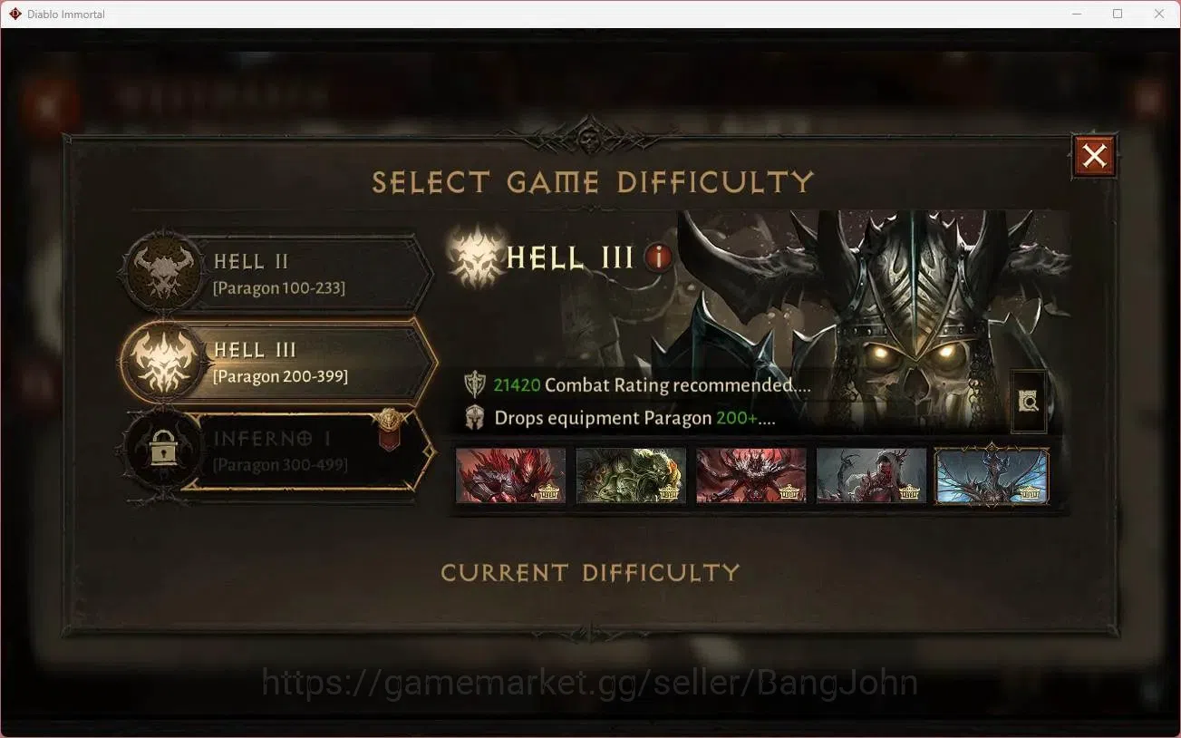 Diablo Immortal Accounts High-End OCE - Azmodan | 60 (344) Druid - Maledictor | CR 24k | Reso 525 | Hell 3 | 1 Cosmetics |Lv 5