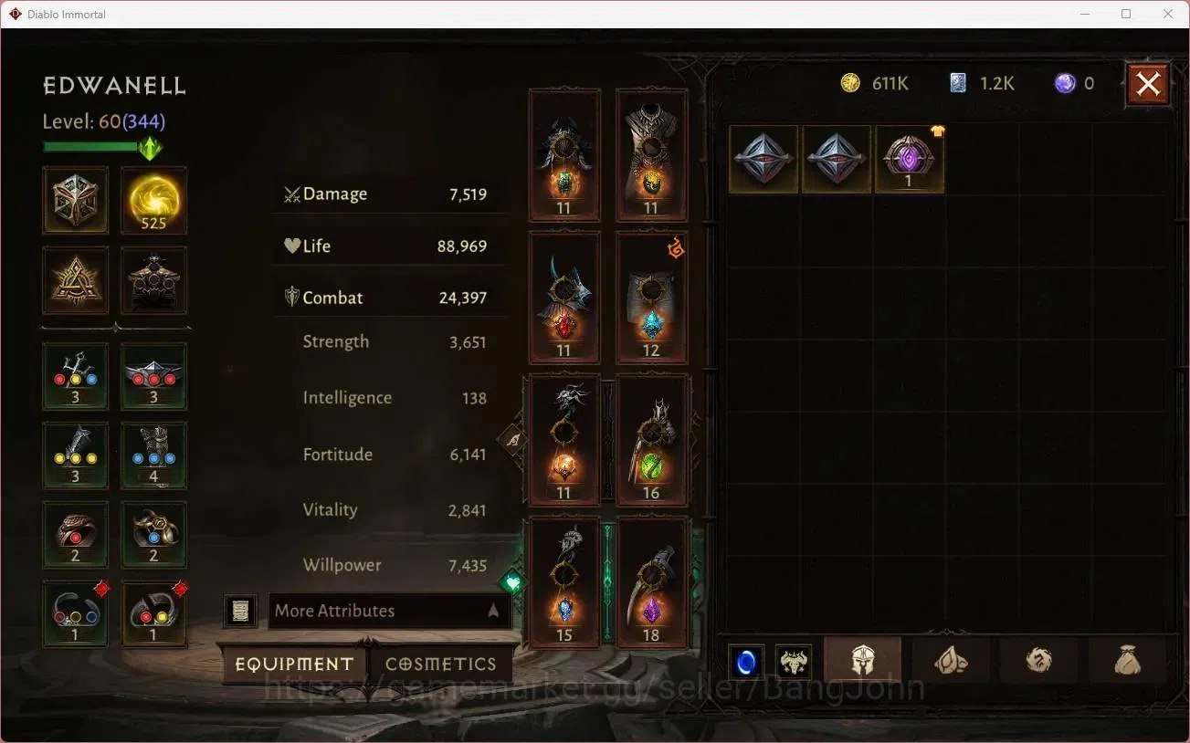 Diablo Immortal Accounts High-End OCE - Azmodan | 60 (344) Druid - Maledictor | CR 24k | Reso 525 | Hell 3 | 1 Cosmetics |Lv 6