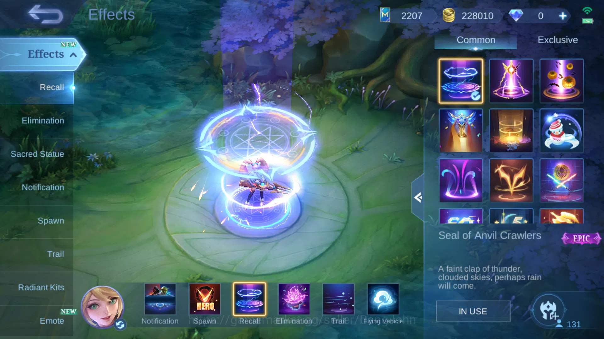 Mobile Legends: Bang Bang Accounts Hero 131 | Skin 259 |Recall Epic Tas Tas | Collect image 14