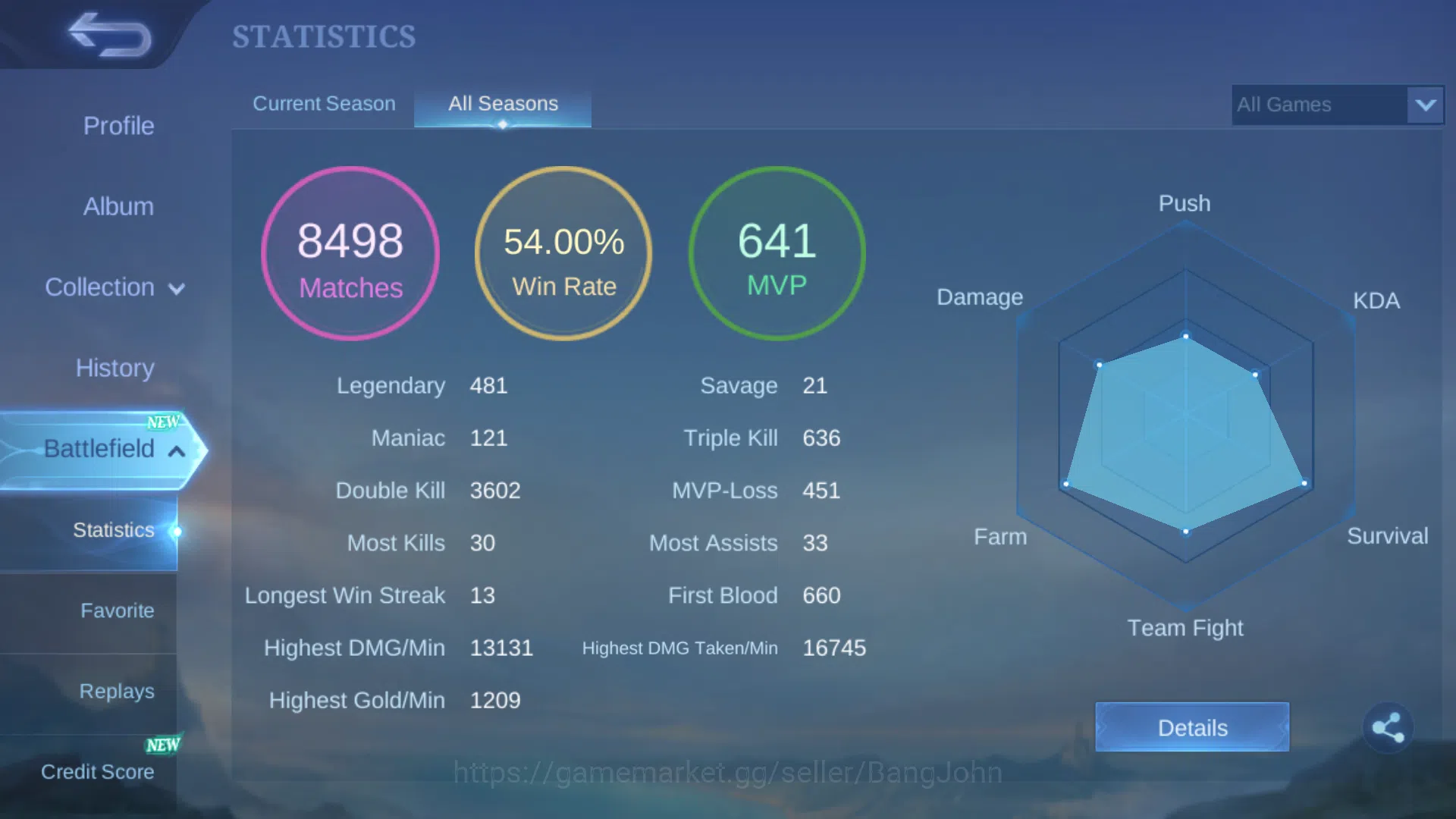 Mobile Legends: Bang Bang Accounts Hero 131 | Skin 259 |Recall Epic Tas Tas | Collect image 16