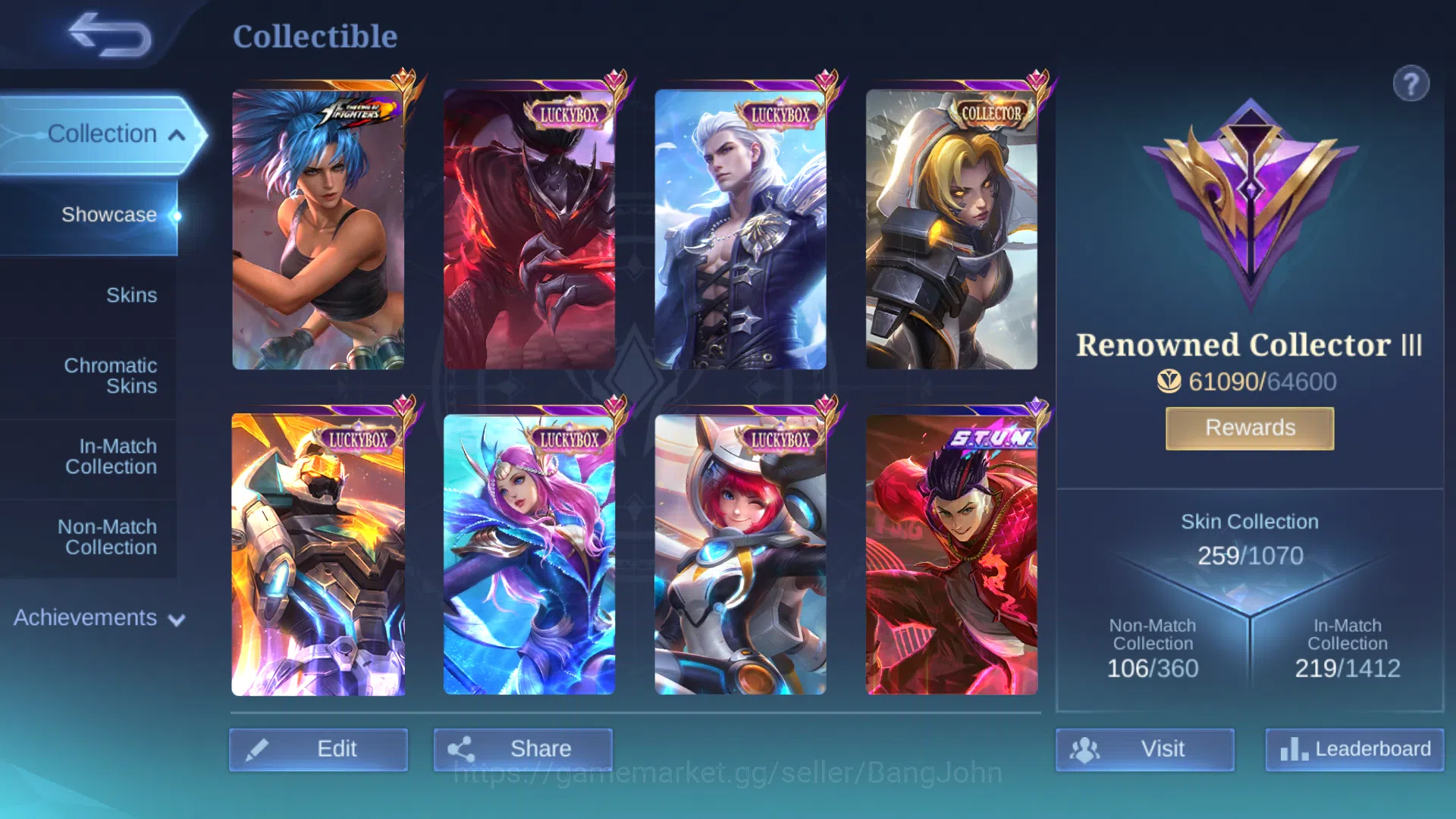 Mobile Legends: Bang Bang Accounts Hero 131 | Skin 259 |Recall Epic Tas Tas | Collect image 2