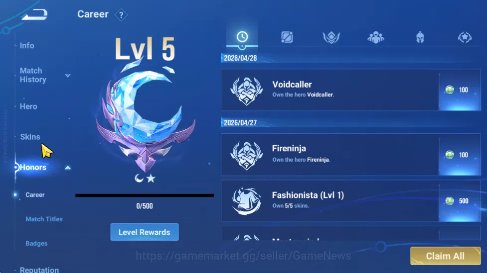 Honor of Kings Accounts Hero 18  Skin 6|Starter with Legend Skin Selection image 3