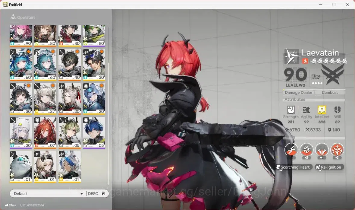 Arknights: Endfield Accounts Asia | Lv 57|3 Limit + 1 Sign | Limit (Laevatain S image 15