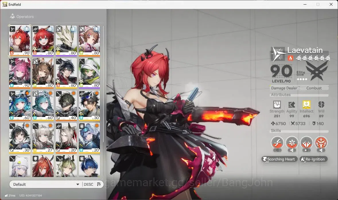 Arknights: Endfield Accounts Asia | Lv 57|3 Limit + 1 Sign | Limit (Laevatain S image 16