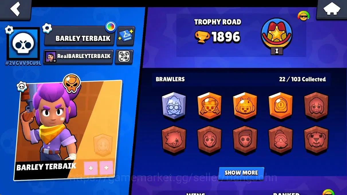 Brawl Stars Accounts Global | 1896 Thropy |22 Brawlers - 1 Max+Hypercha image 2