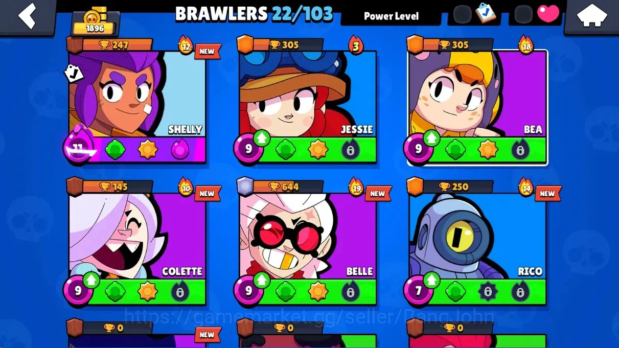 Brawl Stars Accounts Global | 1896 Thropy |22 Brawlers - 1 Max+Hypercha image 4