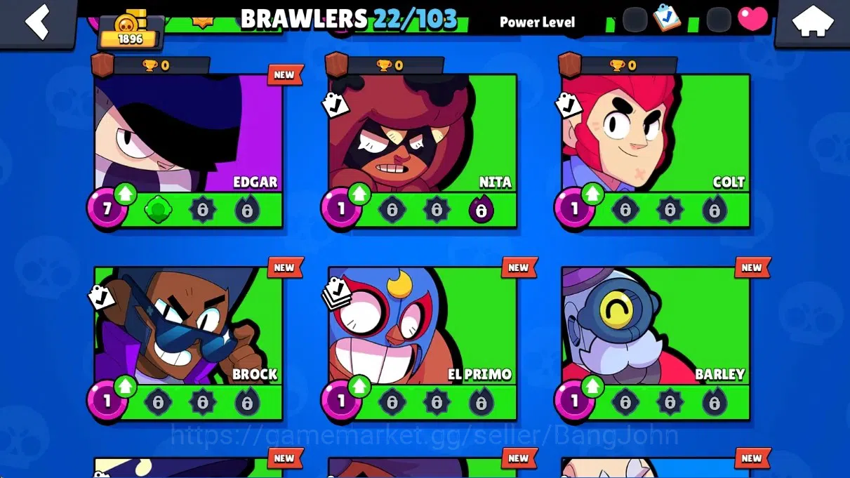 Brawl Stars Accounts Global | 1896 Thropy |22 Brawlers - 1 Max+Hypercha image 5