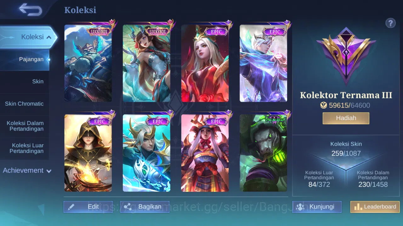 Mobile Legends: Bang Bang Accounts Hero 132 Skin 259 | KOF Karina | Luckybox Franco,  image 10