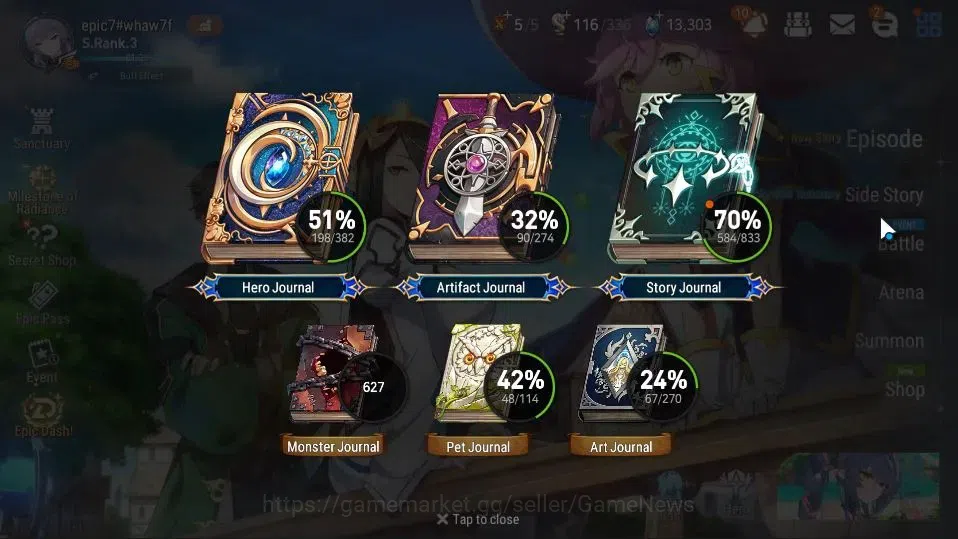Epic Seven Accounts High-End GLOBAL UnVerif|New Era|21 ML(Rhianna, LC Bellona, Monarch Iseria, A Vildred, Harsetti, E 3