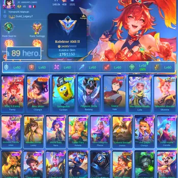 Mobile Legends: Bang Bang Accounts Others HERO 89 SKIN 176 | EMBLEM GOOD| PACE FANNY| NEW MOON CHANGE | PENGASUS SEIYA