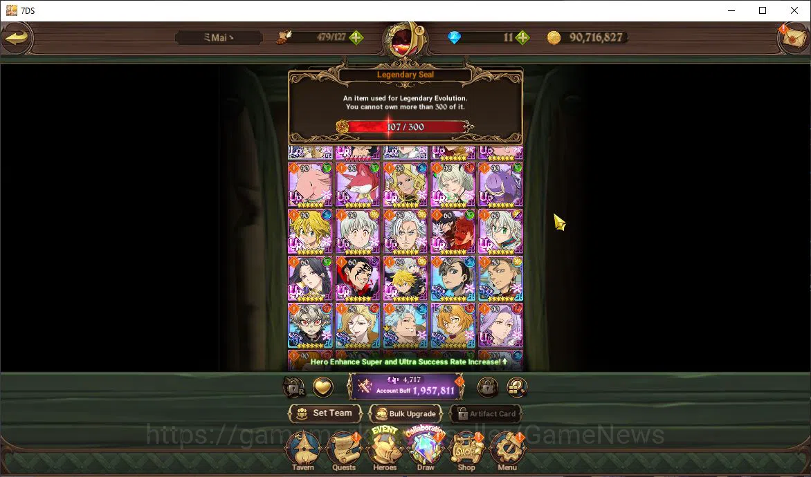 The Seven Deadly Sins: Grand Cross Accounts Midgame Global|1,9M CC|107 LS|2 LR+9 1