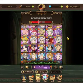 The Seven Deadly Sins: Grand Cross Accounts Midgame Global|1,9M CC|107 LS|2 LR+9