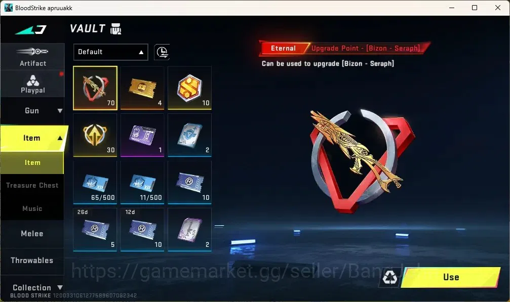 Blood Strike Accounts Others ASIA|1 Eternal Gun:Bizon - Seraph|Ultra Melee:Lightblade-DarkForce|2 Legendary Gun|1 6