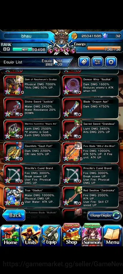 Grand Summoners Accounts End-Game Global|Rank 89|23 Ascend+9 TW|[Roy,Inumuta,Emiya,Chloe,Etc]+TW,S Miyu,Fen,S 11