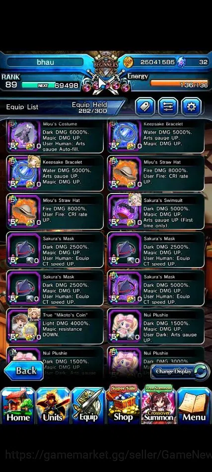 Grand Summoners Accounts End-Game Global|Rank 89|23 Ascend+9 TW|[Roy,Inumuta,Emiya,Chloe,Etc]+TW,S Miyu,Fen,S 15