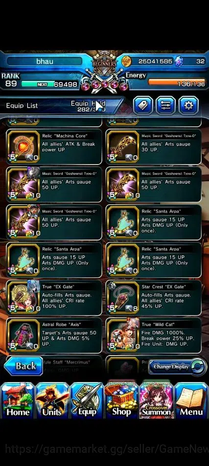 Grand Summoners Accounts End-Game Global|Rank 89|23 Ascend+9 TW|[Roy,Inumuta,Emiya,Chloe,Etc]+TW,S Miyu,Fen,S 20