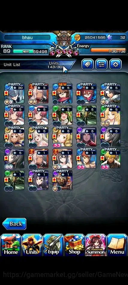 Grand Summoners Accounts End-Game Global|Rank 89|23 Ascend+9 TW|[Roy,Inumuta,Emiya,Chloe,Etc]+TW,S Miyu,Fen,S 4