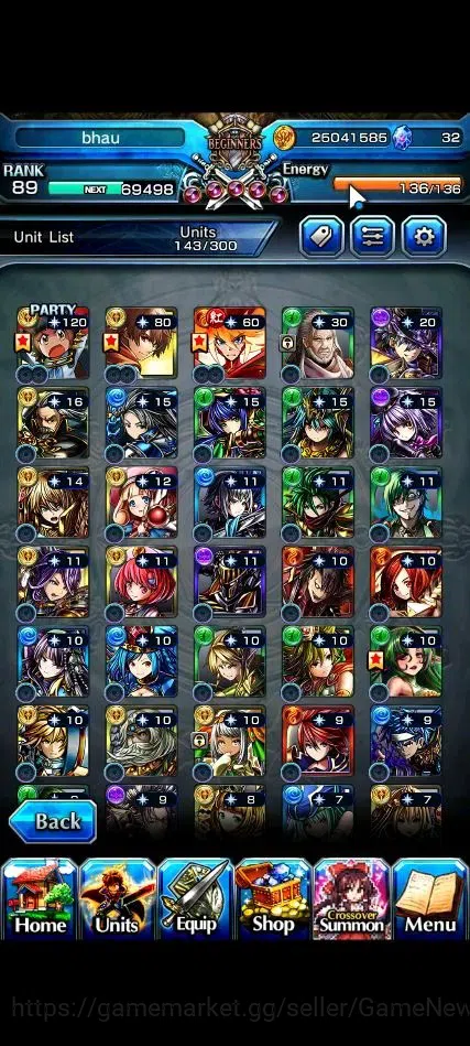 Grand Summoners Accounts End-Game Global|Rank 89|23 Ascend+9 TW|[Roy,Inumuta,Emiya,Chloe,Etc]+TW,S Miyu,Fen,S 5