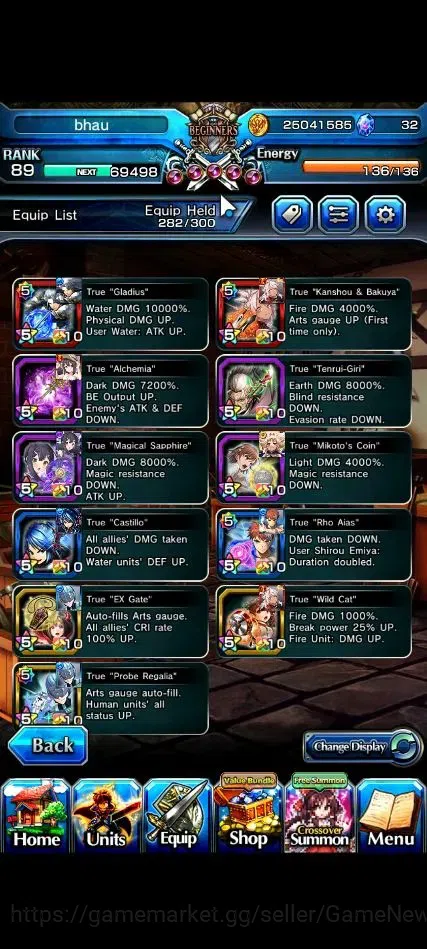 Grand Summoners Accounts End-Game Global|Rank 89|23 Ascend+9 TW|[Roy,Inumuta,Emiya,Chloe,Etc]+TW,S Miyu,Fen,S 6