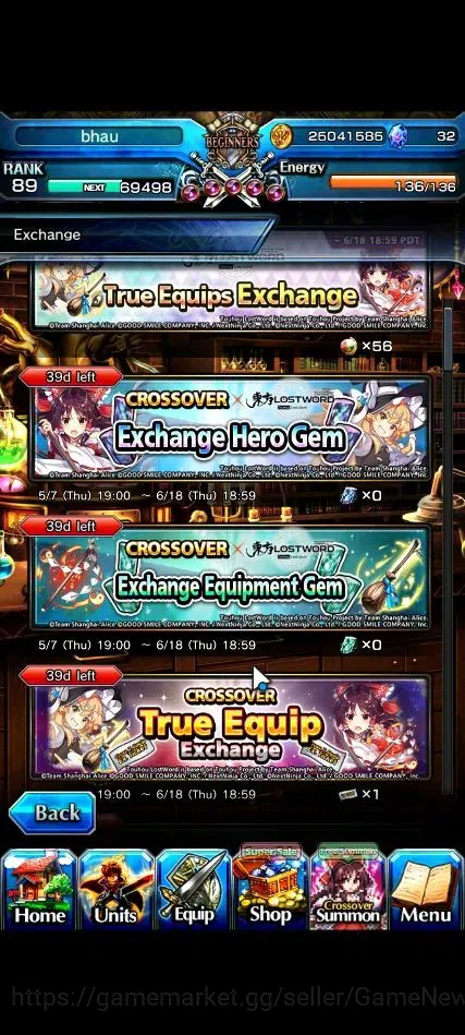 Grand Summoners Accounts End-Game Global|Rank 89|23 Ascend+9 TW|[Roy,Inumuta,Emiya,Chloe,Etc]+TW,S Miyu,Fen,S 8