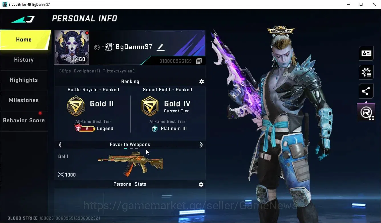 Blood Strike Accounts ASIA|ETERNAL Lv3[UZI-Star,QBZ95]+MELEE TalonKnife| image 2