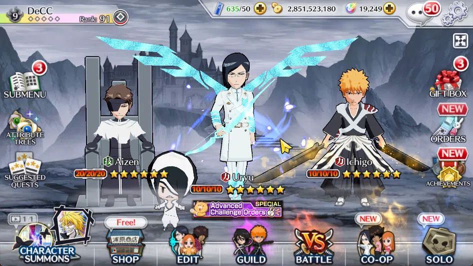 Bleach: Brave Souls Mid-Tier [GLOBAL] BP 1,1M + 19K Orbs|4 MT[TYBW26(Aizen,Uryu image 1
