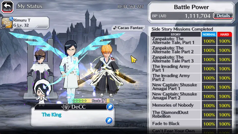 Bleach: Brave Souls Accounts Mid-Tier [GLOBAL] BP 1,1M + 19K Orbs|4 MT[TYBW26(Aizen,Uryu,Ichigo),Kon New Year]|14 Char 5