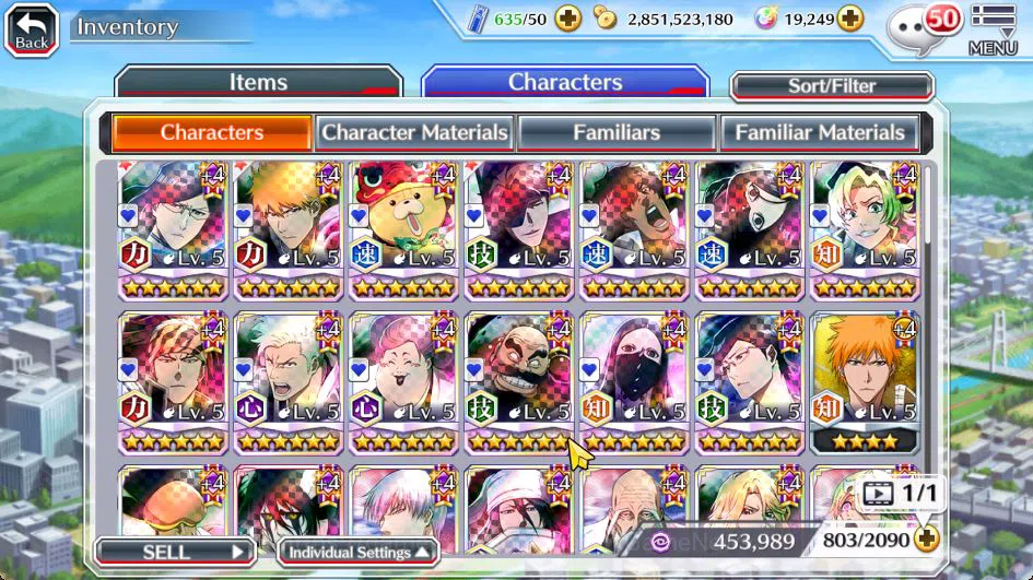 Bleach: Brave Souls Accounts Mid-Tier [GLOBAL] BP 1,1M + 19K Orbs|4 MT[TYBW26(Aizen,Uryu,Ichigo),Kon New Year]|14 Char 7