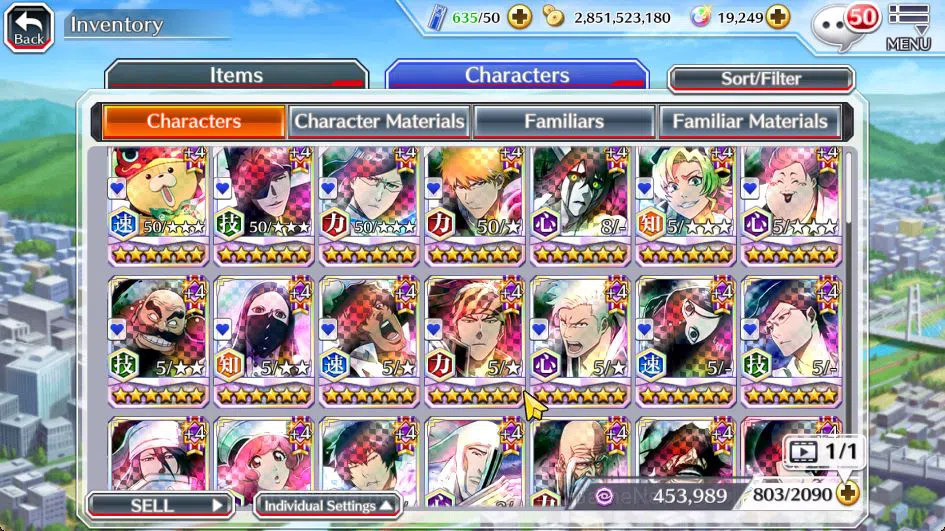 Bleach: Brave Souls Accounts Mid-Tier [GLOBAL] BP 1,1M + 19K Orbs|4 MT[TYBW26(Aizen,Uryu,Ichigo),Kon New Year]|14 Char 8