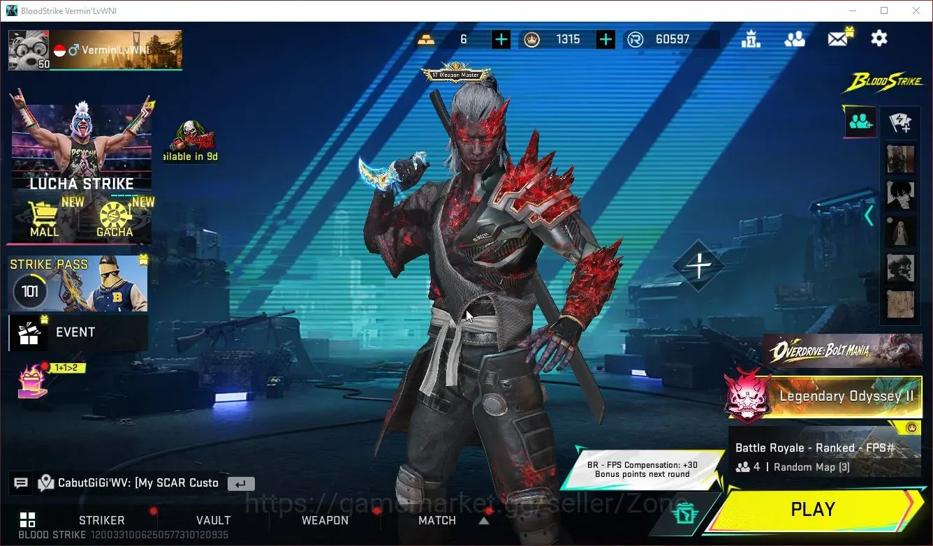 Blood Strike Accounts High-End ASIA|ETERNAL(AK47 Lv4,MP7 Lv3)|4 Melee ULTRA(KATANA,Talon Knife,Butterfly Knife,The 1