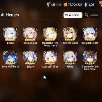 Epic Seven Accounts High-End Global UnVerif|NewEra|10 ML(Boss Arunka,Belian,Shepherd,etc)+Haru,Estelle,Rinak,A Ludwig|103K