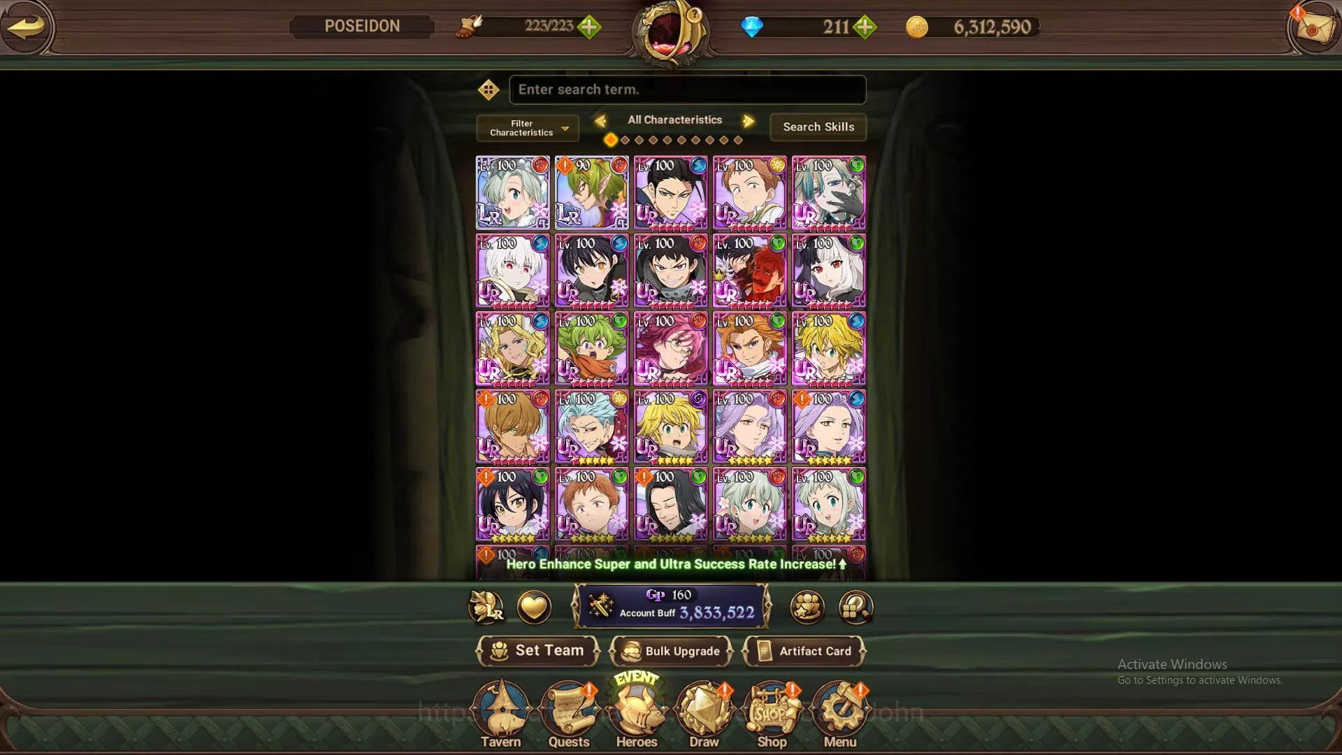 The Seven Deadly Sins: Grand Cross Accounts Others GLOBAL|3.8M CC|DM 211|2LR Elizabeth+Helbram|Full collab FF Tamaki3/6|UR 5