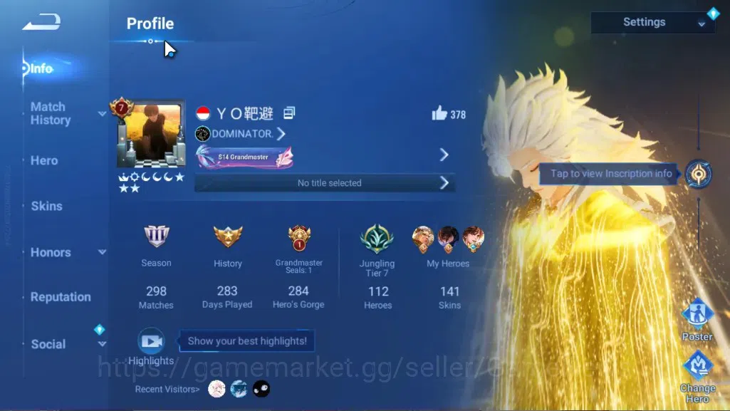 Honor of Kings Accounts Rare Skin Hero112 Skin 141|2 Flawless Kaizer,Li Bai|Lord Of Mysterious(Augran),Sanxingdui(Hou 2
