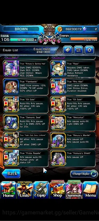 Grand Summoners Accounts Global|1 Sp Art|Rank 105|35 Ascend+12 TW|(Roy,Inum image 9