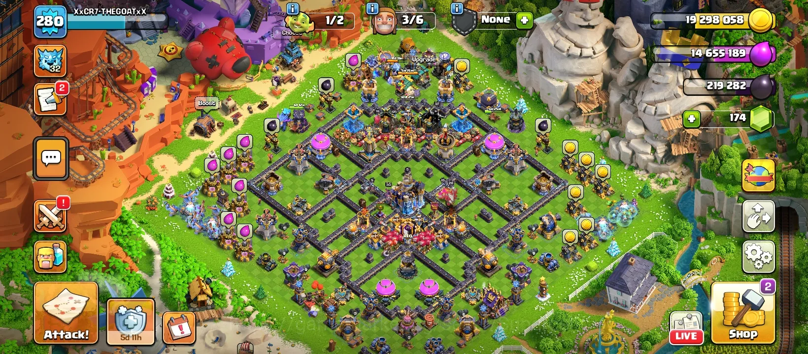 Clash of Clans Accounts High-End TH 18 MAX 90% | ALL EQUIPMENTS | MAX EQUIPMENT | RARE SCENERY | XP 279 | DRAGON STATUE 1
