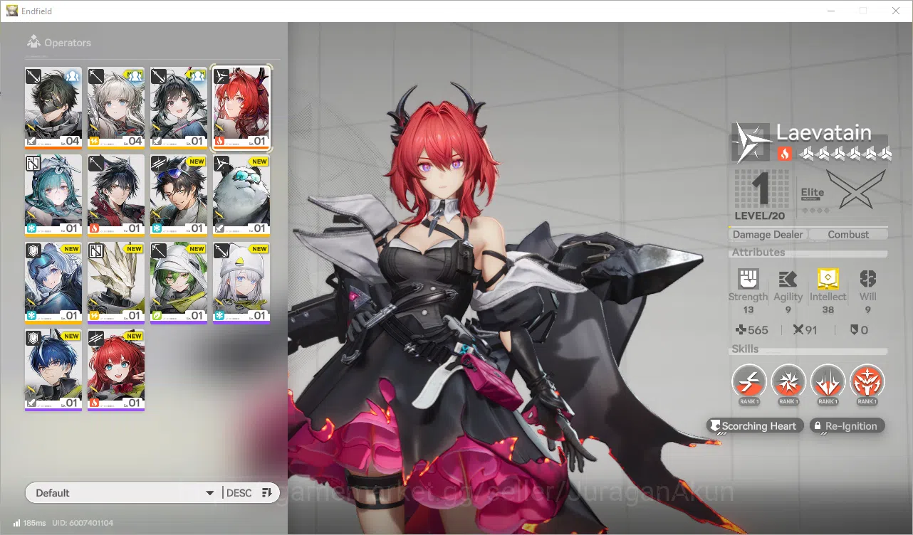 Arknights: Endfield Accounts NA/EU Lv 2 | Day 1| Fresh Starter Laevatain + 2200 Oroberyl + Chivalric V (SSR Weapon) |MC 4