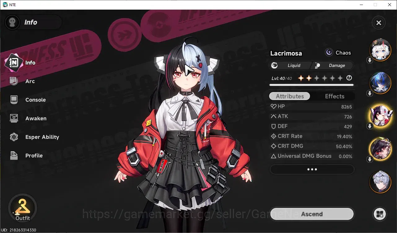 Neverness to Everness Accounts GLOBAL EU|HL 26|TL 19|6 SSR 2 Limited [Lacrimosa,H image 3