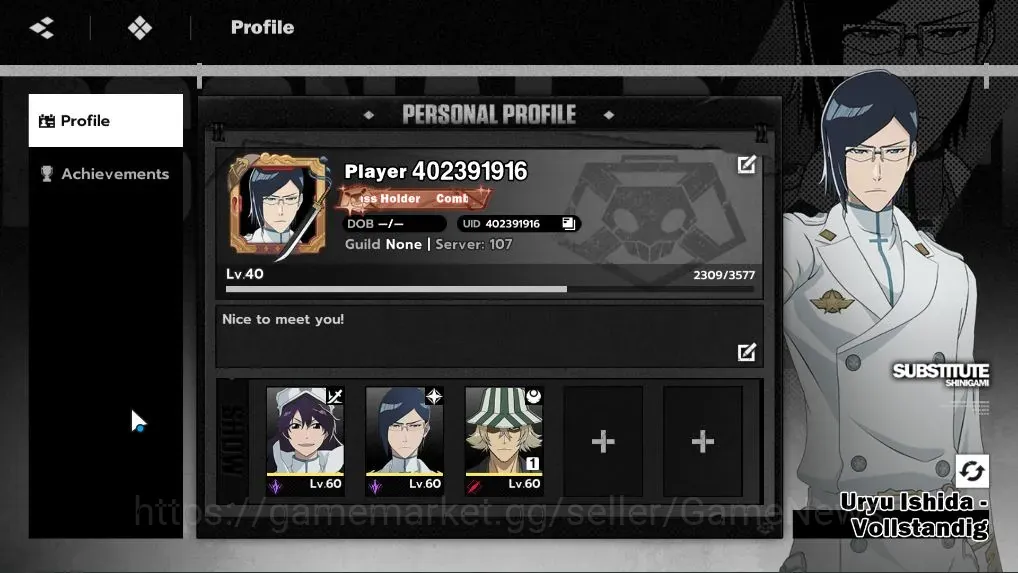 BLEACH: Soul Resonance Accounts Nuverse SEA|Lvl 40|4 SSR|2 Sign|(Bambietta,Kisuke Urahara)+Stamp,Uryu Ishida 1