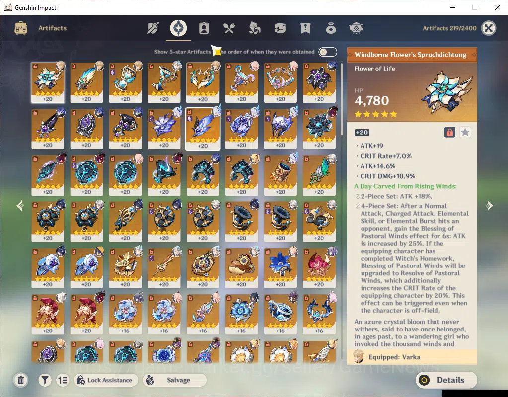 Genshin Impact Accounts ASIA |AR 57|10 Limit+4(*5WeP)|Chasca+Sign,Skirk,Es image 5