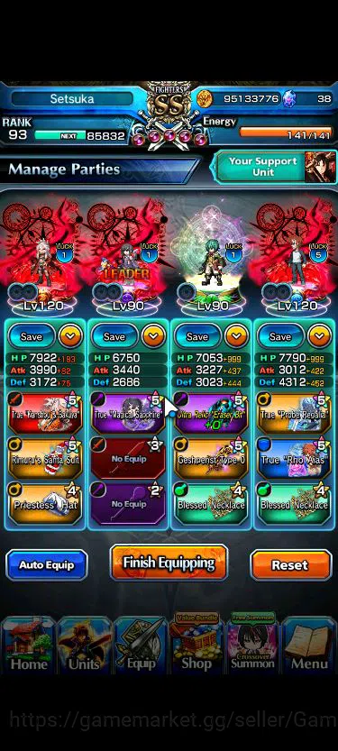 Grand Summoners Accounts Mid-Game Global|Rank 93|1 Sp Art+30 Ascend|[Inumuta,S
