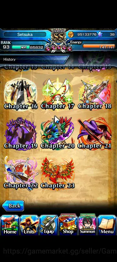 Grand Summoners Accounts Mid-Game Global|Rank 93|1 Sp Art+30 Ascend|[Inumuta,S 11